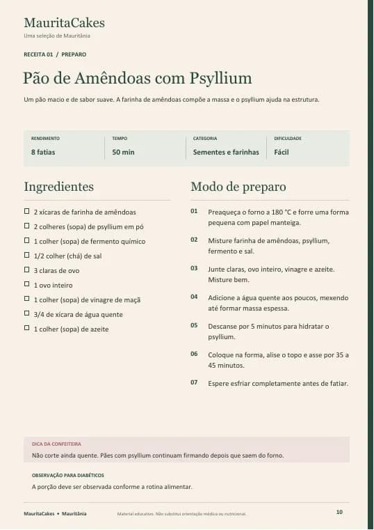 Página de ingredientes e modo de preparo